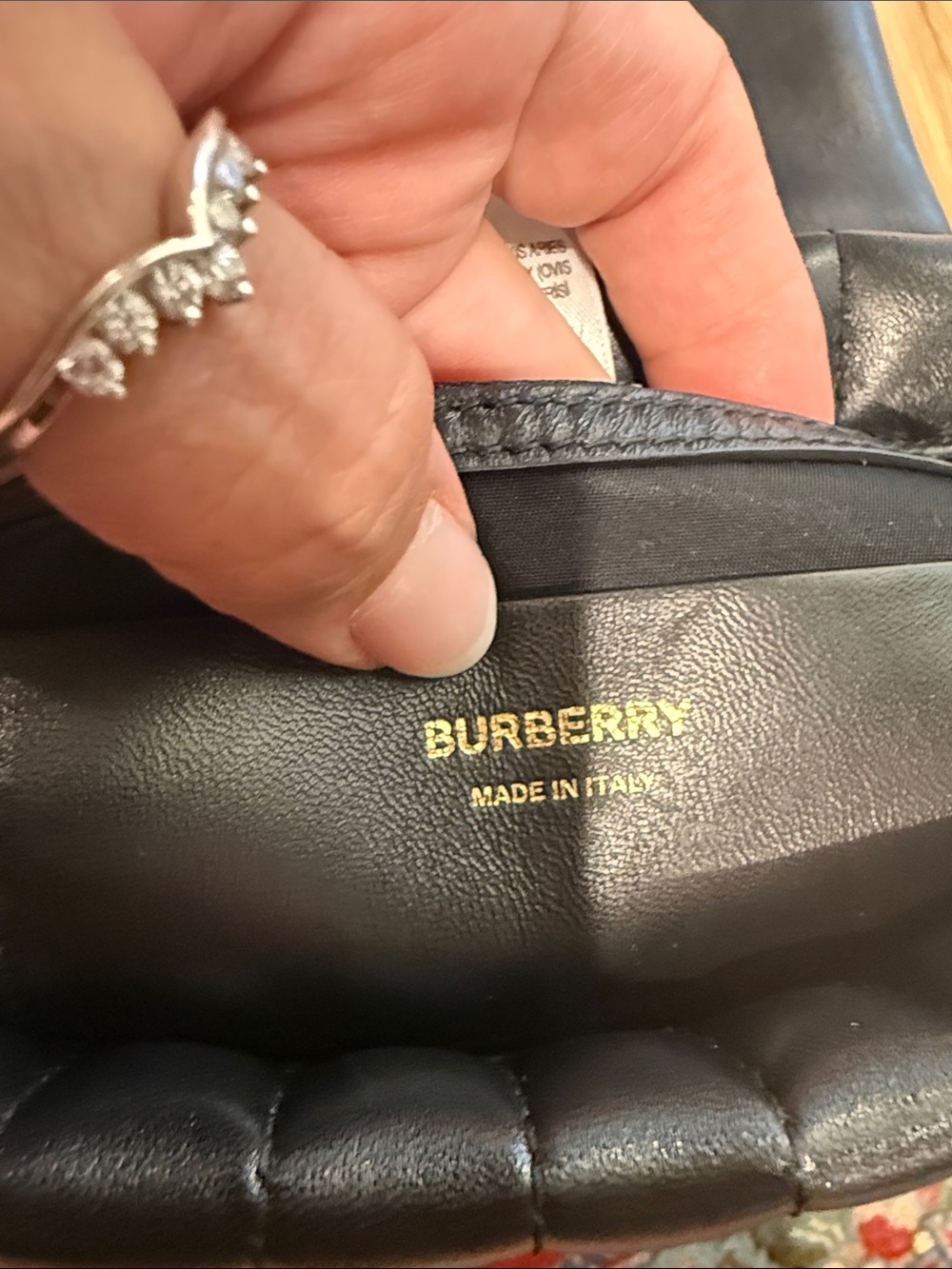 Burberry Black Quilted Leather Shoulder Bag with Gold Chain and TB Logo - Picture 15 of 15
